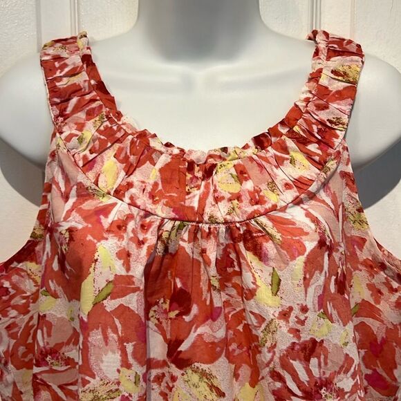 Loft Ann Taylor Sleeveless Floral Print Cotton Top Size LP - Picture 2 of 11
